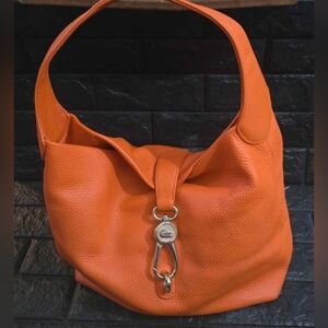 Stunning Dooney & Bourke Vibrant Orange Pebbled Leather Hobo/Handbag
